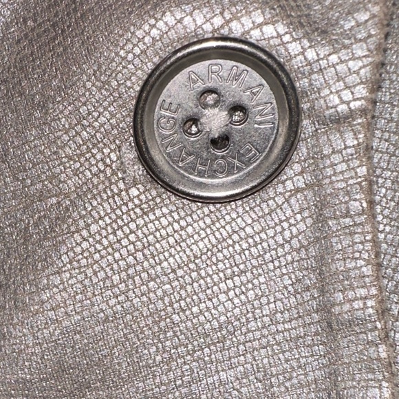 AX- Armani Exchange silver/metallic gray reptilian print faux leather blazer•Sz8 - Picture 2 of 16
